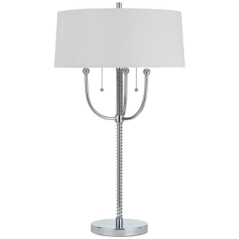 Image 1 Cal Lighting Lesina 31" Chrome Metal Table Lamp with Linen Shade