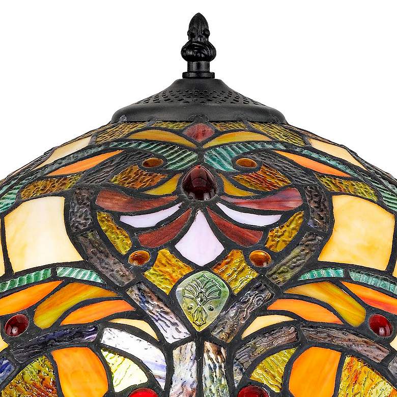 Image 3 Cal Lighting Markham 25 inch Bronze and Tiffany-Style Glass Table Lamp more views