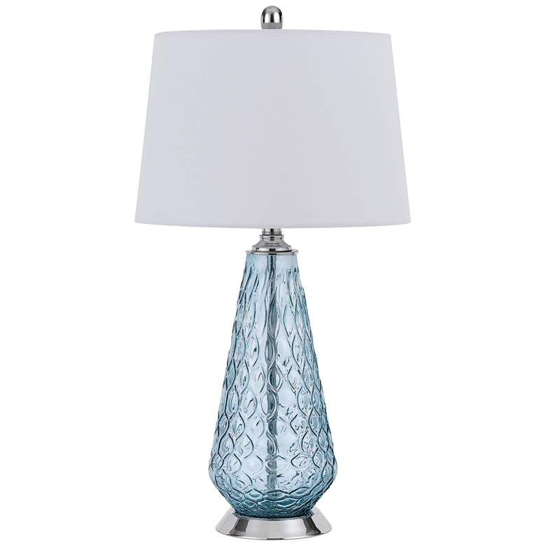 Image 2 Cal Lighting Mayfield 27 inch Aqua Blue Glass Teardrop Table Lamp