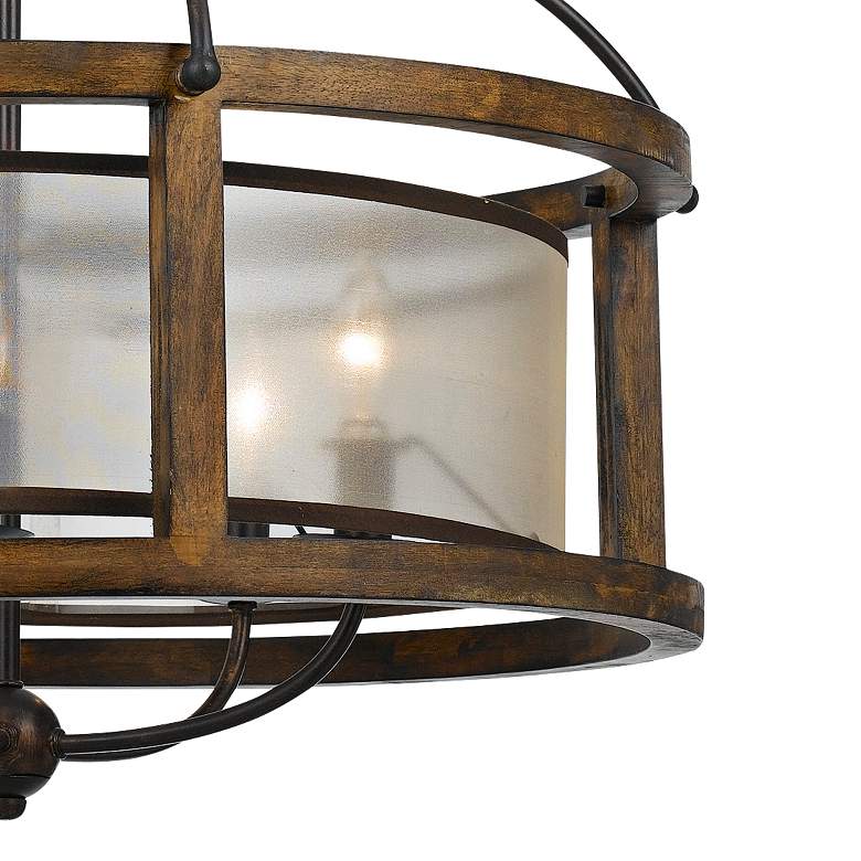 Image 3 Cal Lighting Mission 26 inch Wide Rustic Wood 5-Light Pendant Chandelier more views