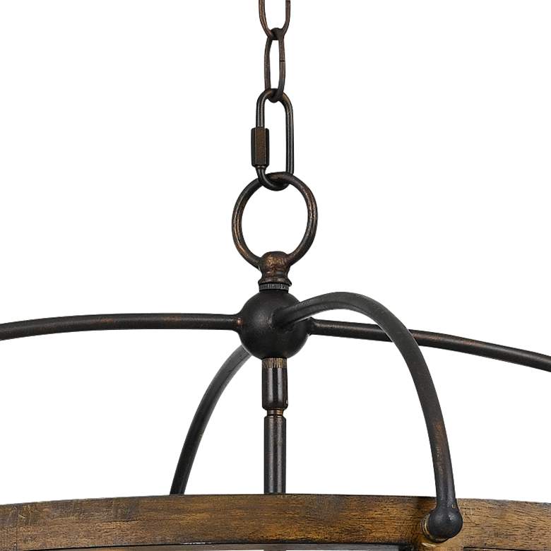 Image 4 Cal Lighting Mission 26" Wide Rustic Wood 5-Light Pendant Chandelier more views