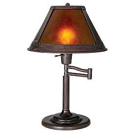 Image3 of Cal Lighting Mission Bronze 18" High Mica Shade Swing Arm Table Lamp
