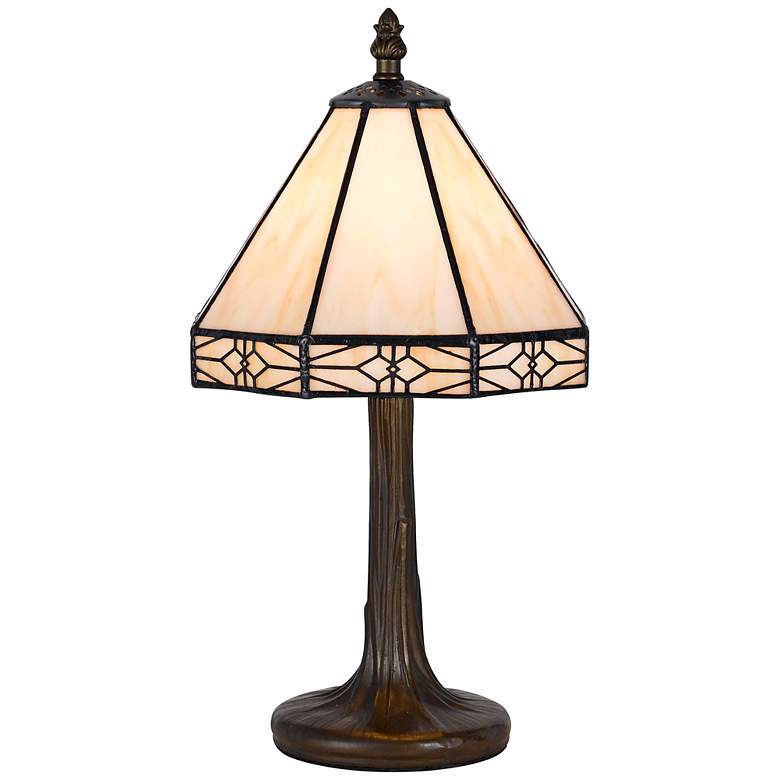 Image 1 Cal Lighting Mission Gallery 13 1/2" Brass Tiffany Style Accent Lamp