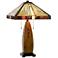 Cal Lighting Mission Tiffany Style 27" Wood and Art Glass Table Lamp