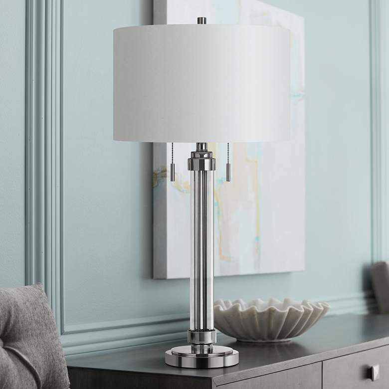 Image 1 Cal Lighting Montilla 31" High Brushed Steel Metal Column Table Lamp