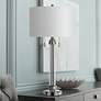 1_Cal Lighting Montilla 31" High Brushed Steel Metal Column Table Lamp