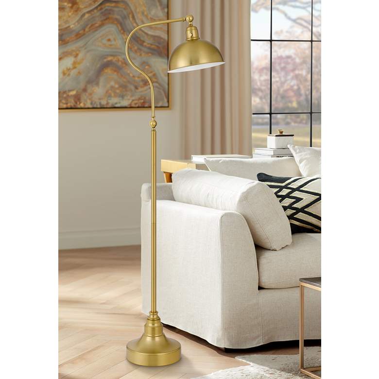 Image 1 Cal Lighting Museo 60" Antique Brass Metal Adjustable Task Floor Lamp