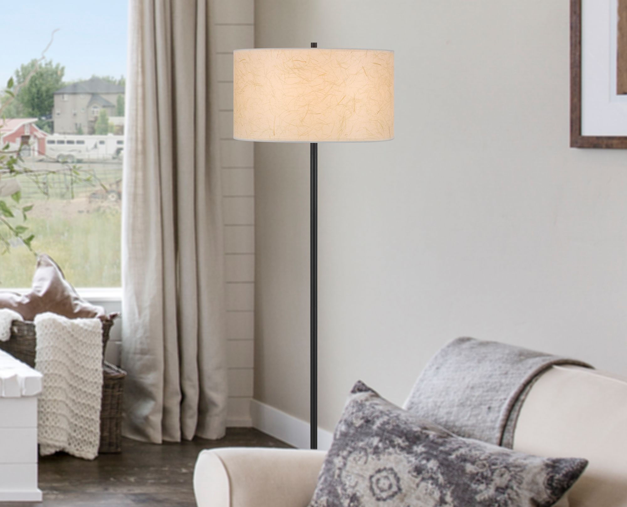 Image 5 Cal Lighting Octavia 51" High String Shade Black Metal Floor Lamp more views