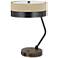 Cal Lighting Parson 20" Wood and Black Finish Outlet and USB Desk Lamp