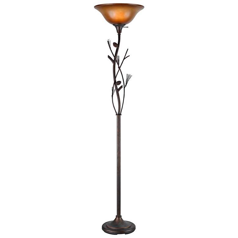 Image 2 Cal Lighting Pine Cone 72 inch Bronze Finish Torchiere Floor Lamp