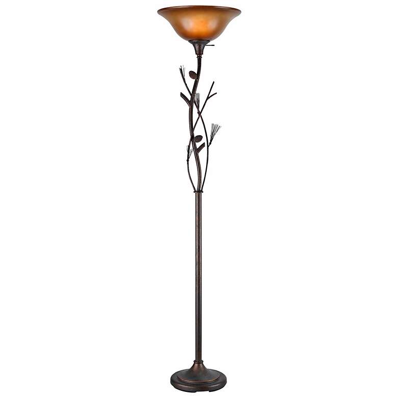 Image 2 Cal Lighting Pine Cone 72" Bronze Finish Torchiere Floor Lamp