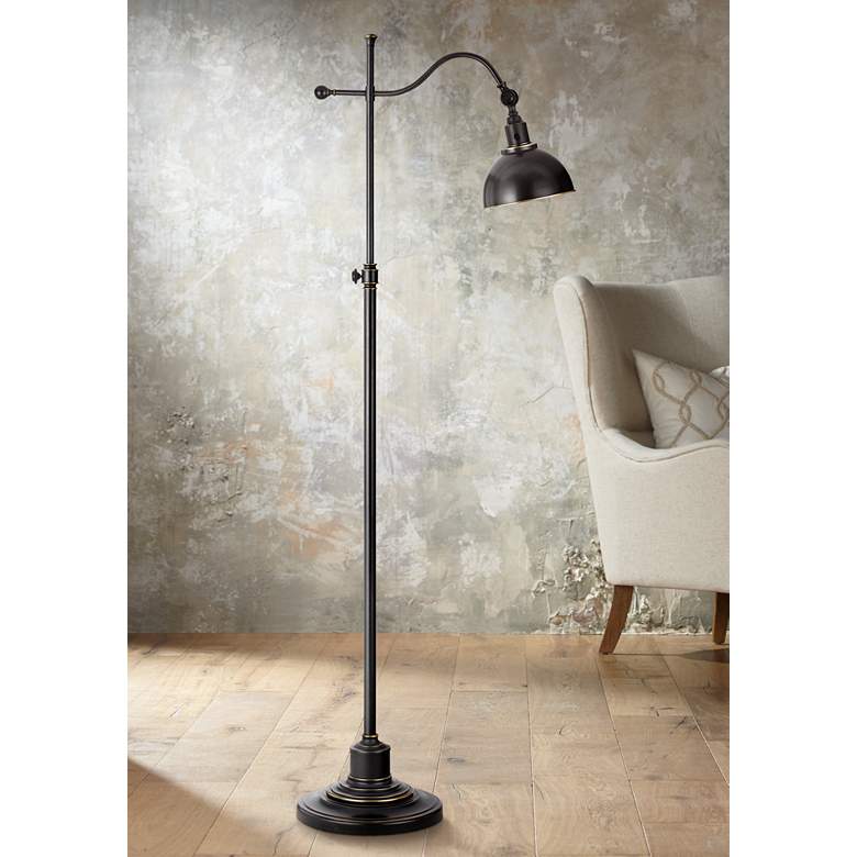 Image 1 Cal Lighting Portico Adjustable Height Bronze Pharmacy Floor Lamp