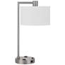 Cal Lighting Roanne 22" Brushed Steel Outlets and USB Desk Lamp