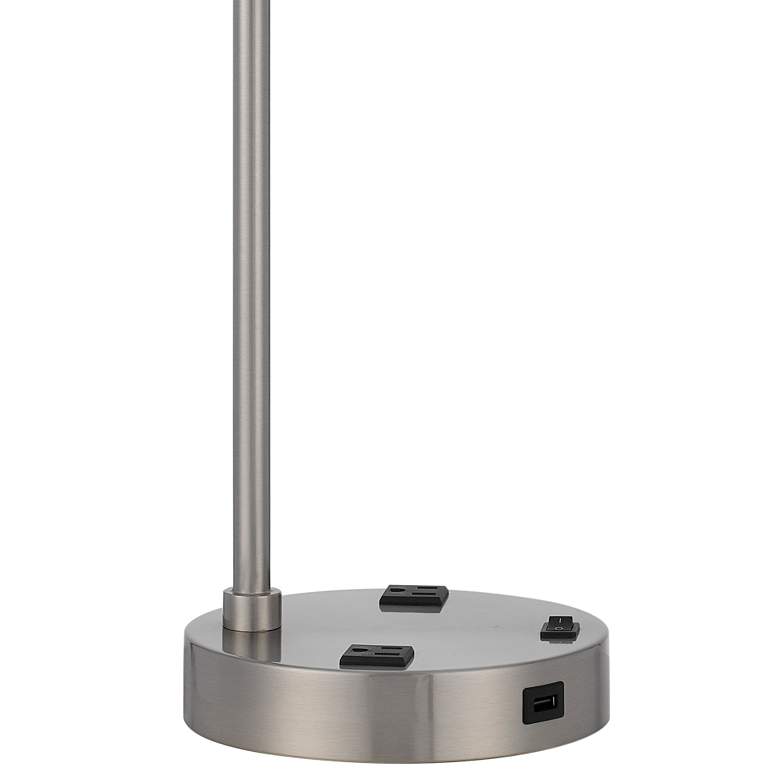 Image 4 Cal Lighting Roanne 22 inch Brushed Steel Outlets and USB Desk Lamp more views