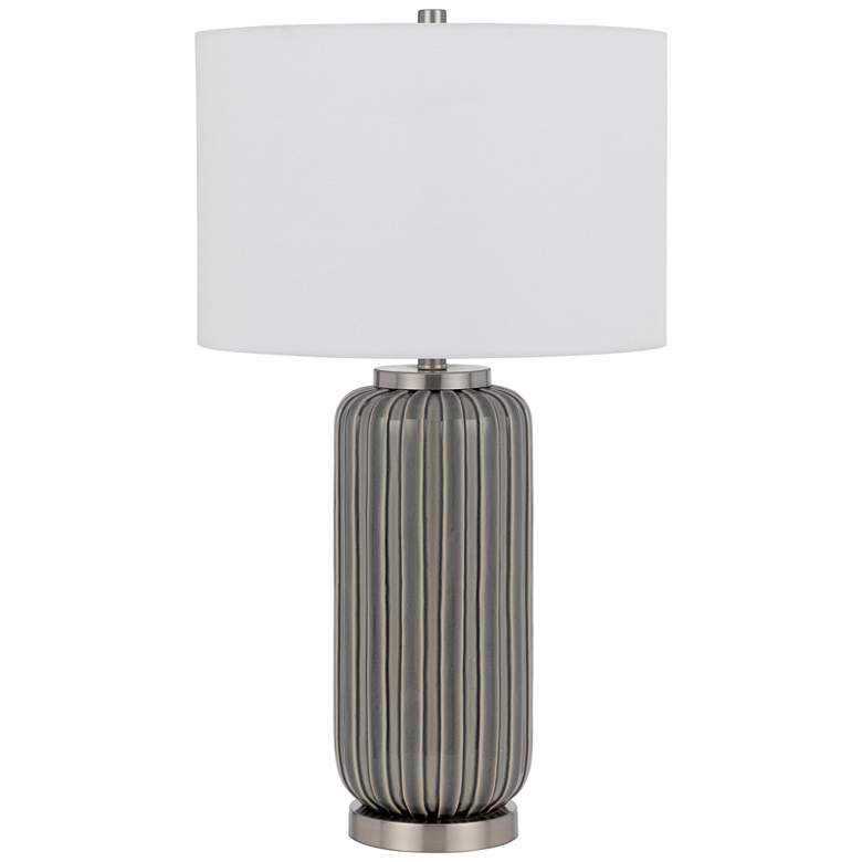 Image 2 Cal Lighting Rodano 29" High Taupe Striped Glazed Ceramic Table Lamp
