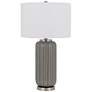 2_Cal Lighting Rodano 29" High Taupe Striped Glazed Ceramic Table Lamp