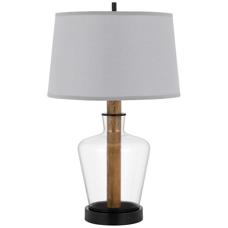 Image 2 Cal Lighting Salford 30 inch Clear Glass and Wood Jar Table Lamp