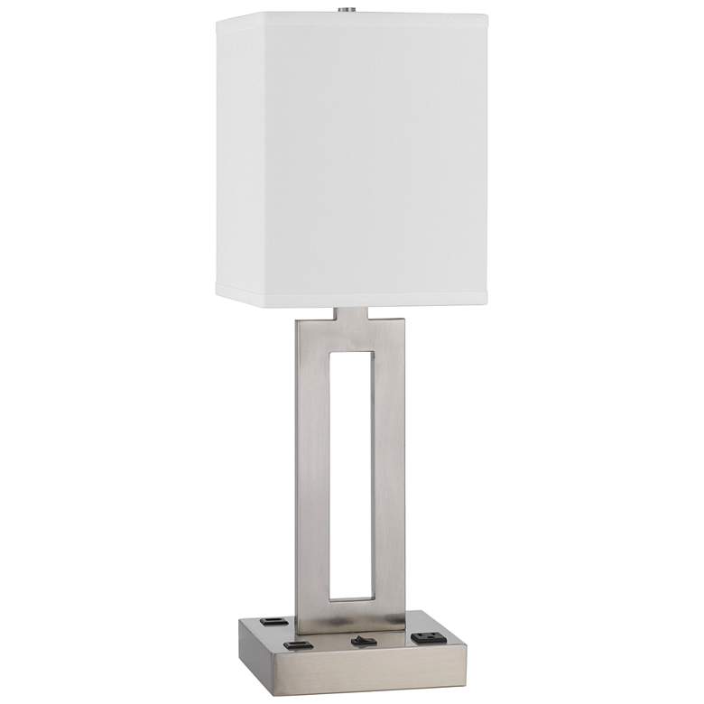 Image 2 Cal Lighting Sarnia 24" Brushed Steel Outlet and USB Desk Lamp