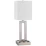 Cal Lighting Sarnia 24" Brushed Steel Outlet and USB Desk Lamp