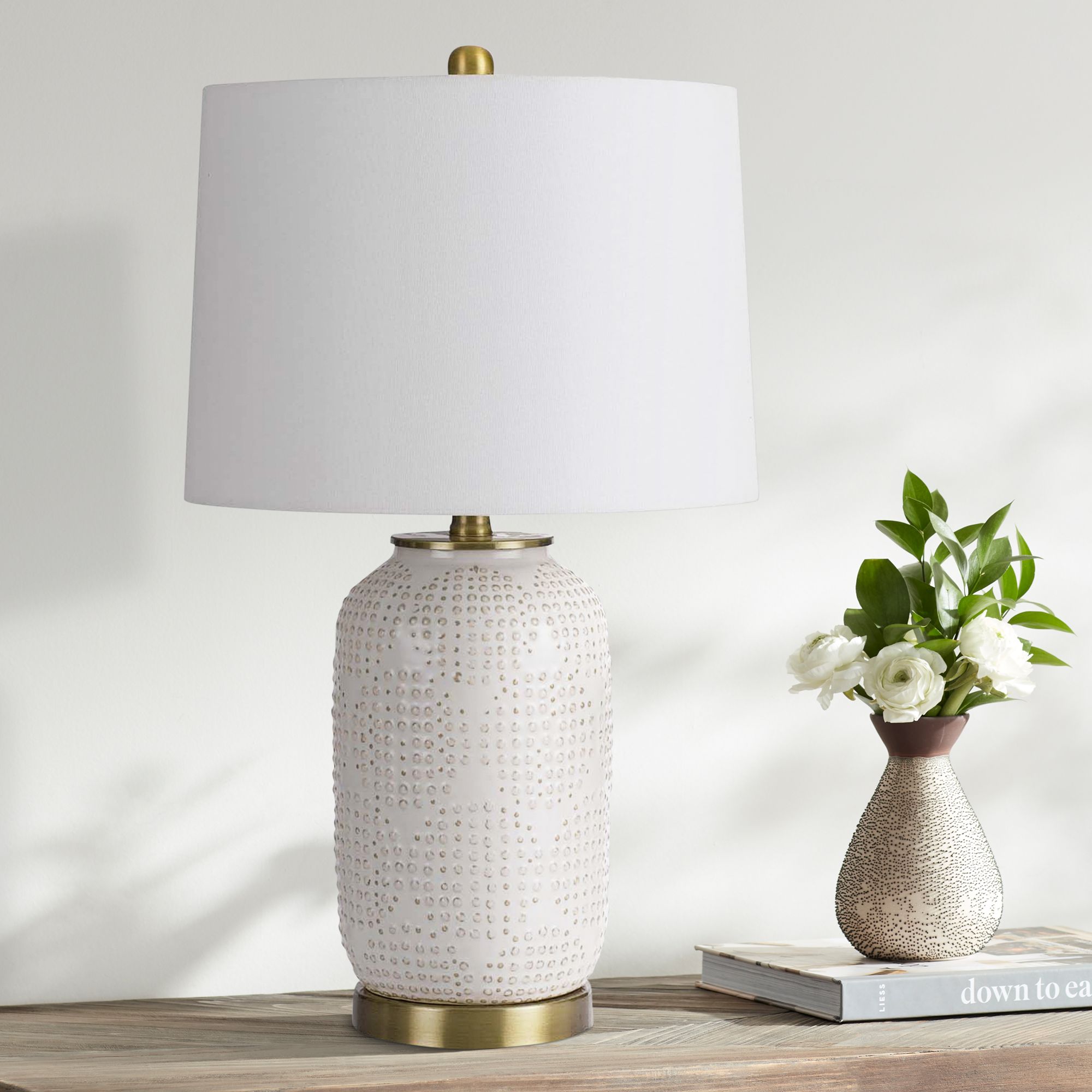 Cal Lighting Sedalia 24 Brass Finish Ivory Ceramic Table Lamp