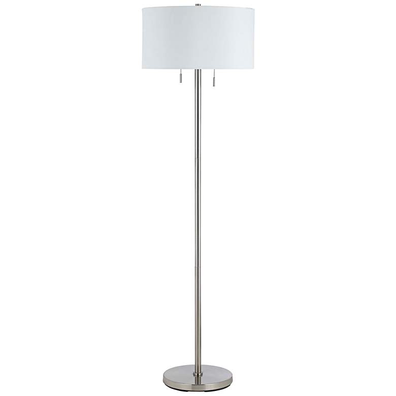 Image 2 Cal Lighting Spiga 59" High Modern Brushed Steel Pull Chain Floor Lamp