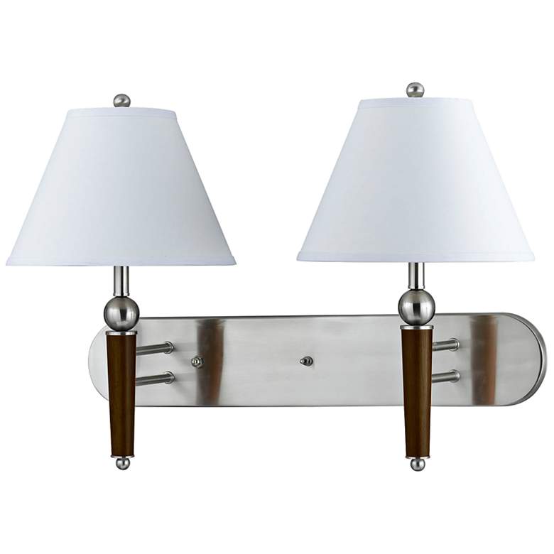 Image 1 Cal Lighting Steel and Brown Rounded 2-Light Wall Lamp