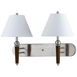 Cal Lighting Steel and Brown Rounded 2-Light Wall Lamp
