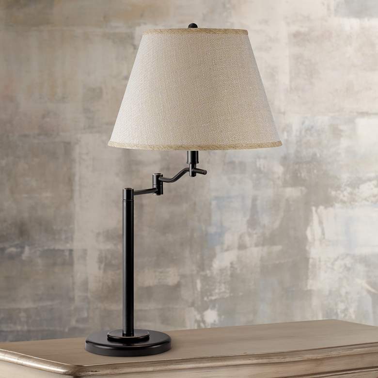 Image 1 Cal Lighting Stila 28 inch High Dark Bronze Swing Arm Table Lamp