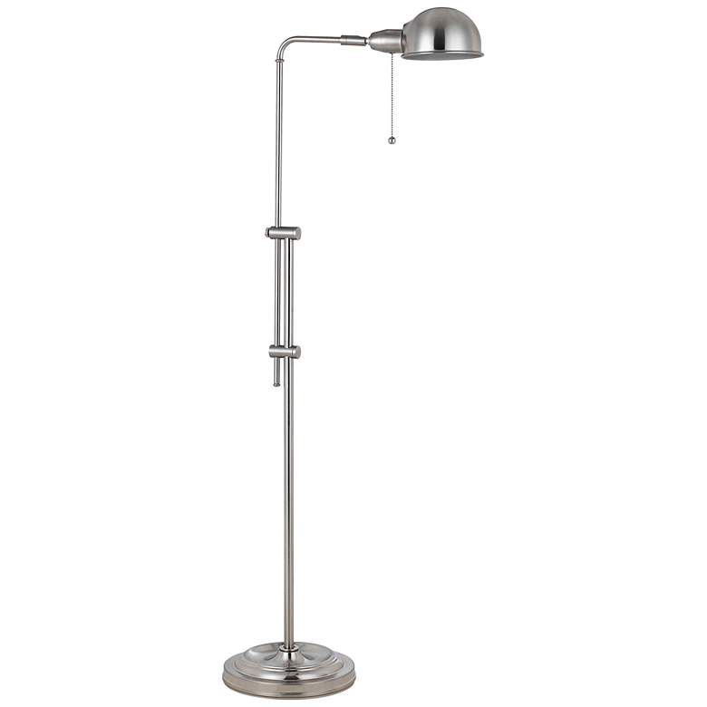 Image 1 Cal Lighting Tamber Aadjustable Height Brushed Steel Pharmacy Floor Lamp