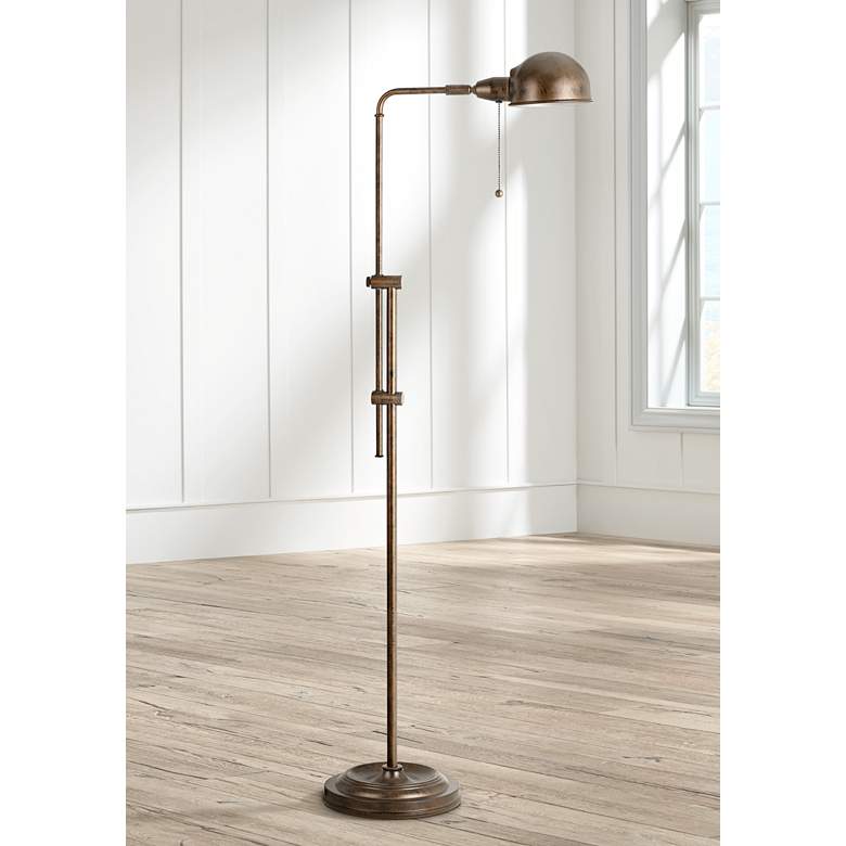 Image 1 Cal Lighting Tamber Adjustable Height Rust Finish Pharmacy Floor Lamp