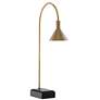 Cal Lighting Thayer 26" High Arch Arm Cone Shade Gold Modern Desk Lamp
