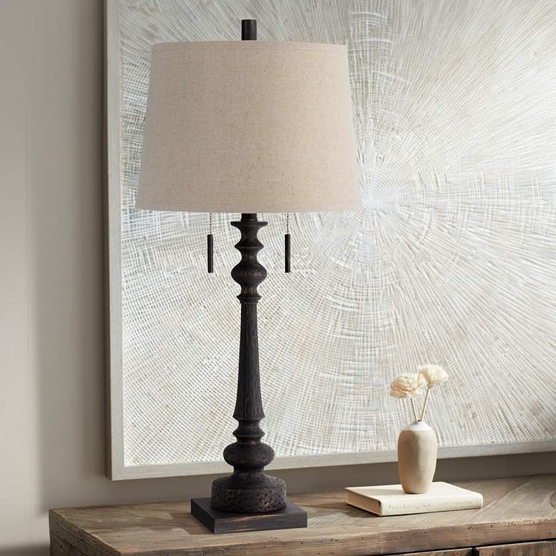 Image 1 Cal Lighting Torrington 31 1/2" Rustic Iron Hammered Finish Table Lamp