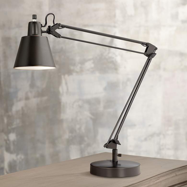 Image 2 Cal Lighting Udbina 27 inch Bronze Adjustable Architect&#39;s Desk Lamp