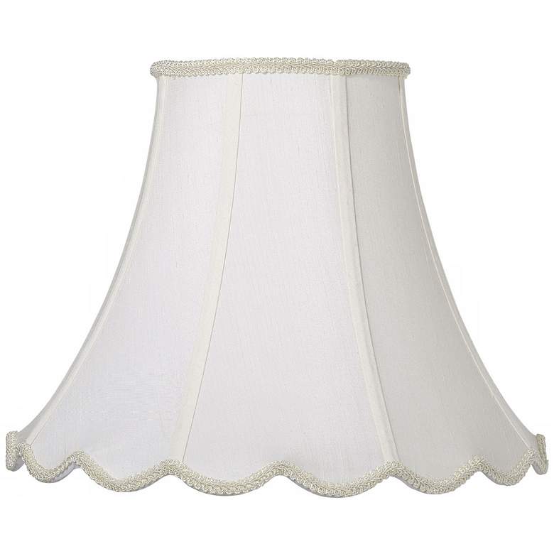Image 1 Cal Lighting White Faux Silk Scallop Bell Shade 7.5x16x12.75 (Spider)