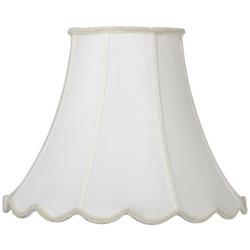Cal Lighting White Faux Silk Scallop Bell Shade 7.5x16x12.75 (Spider)