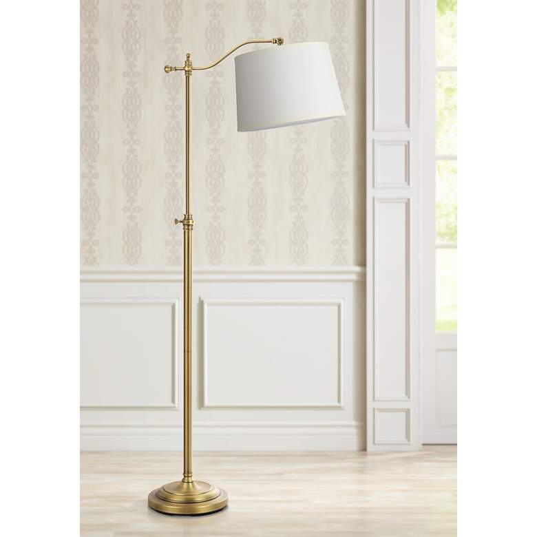 Image 1 Cal Lighting Wilmington Adjustable Height Brass Downbridge Floor Lamp