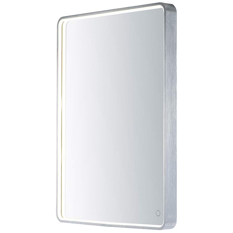 Image 1 Cala Brushed Aluminum 23 3/4" x 31 1/2" Lighted Wall Mirror