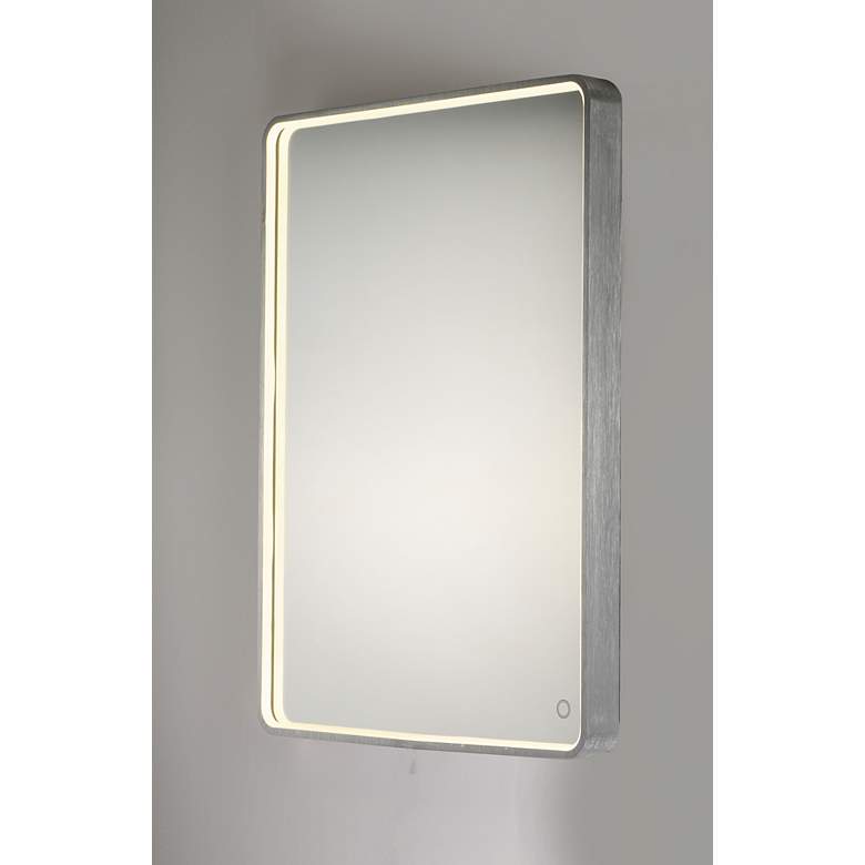 Image 3 Cala Brushed Aluminum 23 3/4" x 31 1/2" Lighted Wall Mirror more views