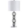 Calacatte Metal Rings Black Table Lamp With Marble Base &amp; White Shade