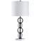 Calacatte Metal Rings Black Table Lamp With Marble Base & White Shade