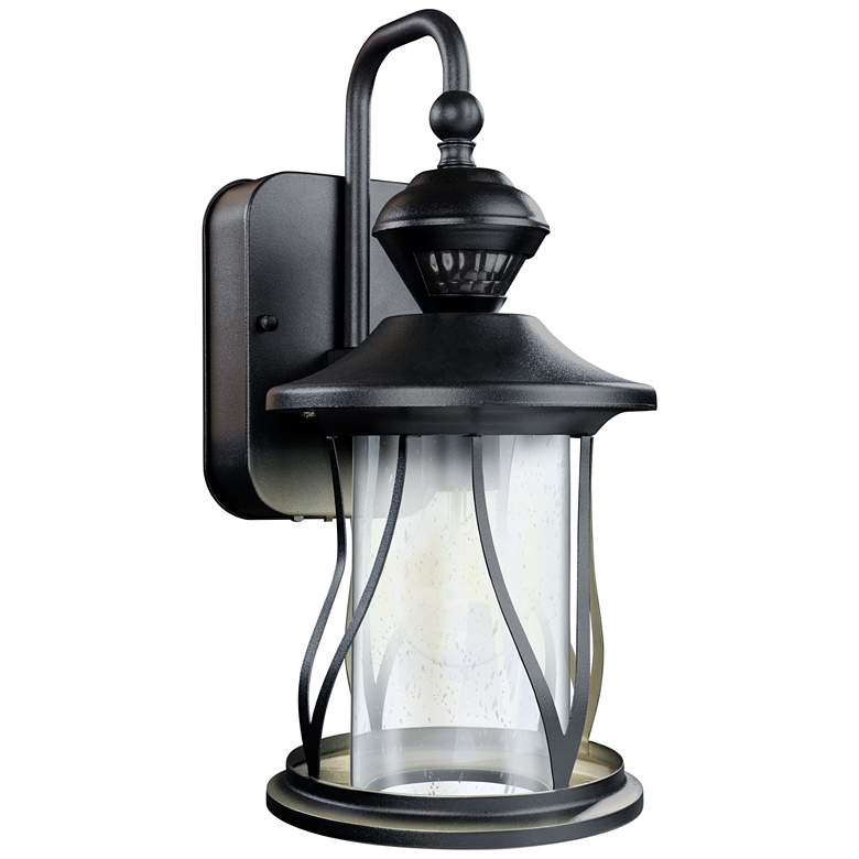 Image 1 Caladium 13 3/4" High Black Motion Sensor Outdoor Wall Light