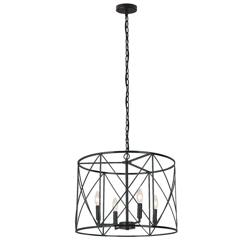 Image 2 Calah 20" Wide 4 Light Matte Black Chandelier