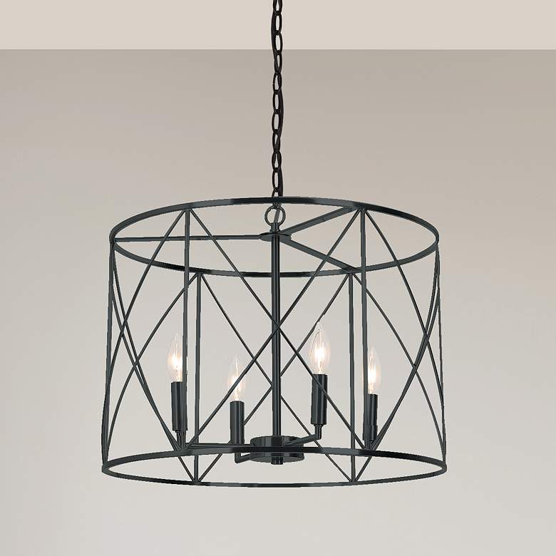 Image 1 Calah 20" Wide 4 Light Matte Black Chandelier
