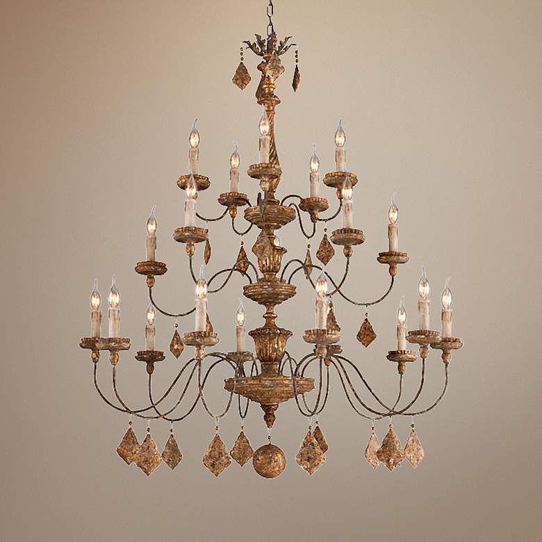 Image 1 Calais Collection 45 inch Wide Antique French Gold Chandelier