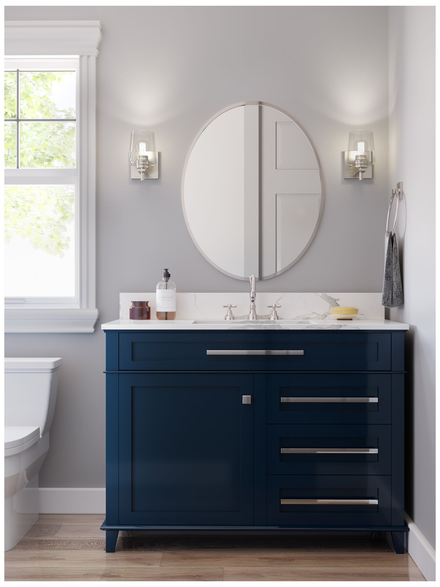 Thumbnail2 of Calais Collection One-Light New Traditional Clear Glass Bath Vanity Light more views