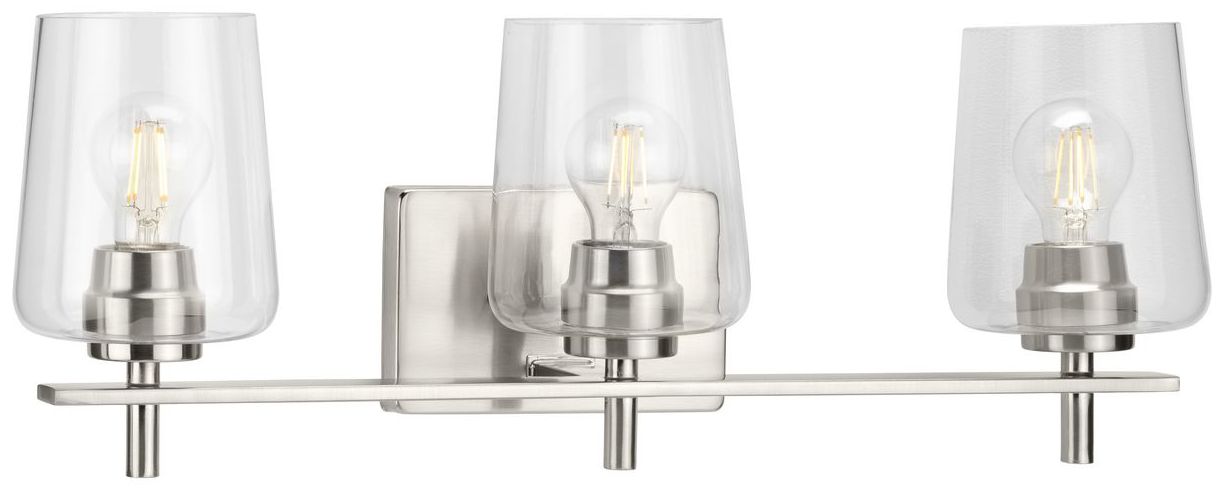 Calais Collection Three-Light Clear Glass New Traditional Bath Vanity Light