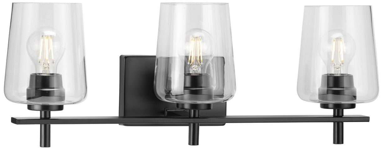 Calais Collection Three-Light Clear Glass New Traditional Bath Vanity Light