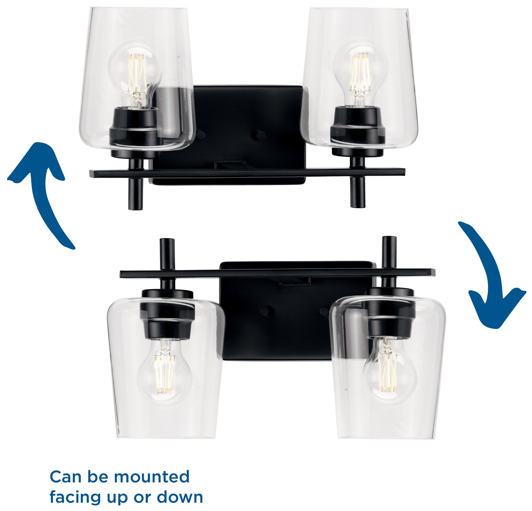 Calais Collection Two-Light New Traditional Clear Glass Bath Vanity Light