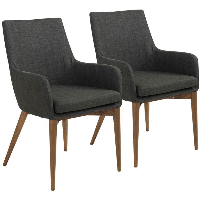 Image 1 Calais Walnut and Charcoal Fabric Armchair Set of 2