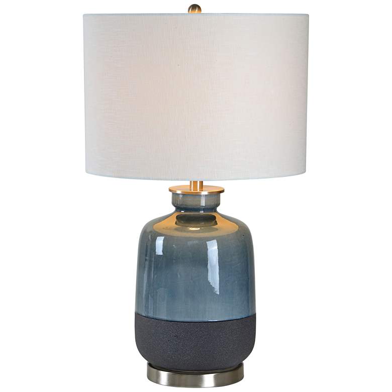 Image 1 Calandro Two-Toned Navy Blue Ceramic Accent Table Lamp